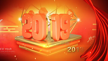红绸喜庆新年年会拜年ae模板视频的预览图