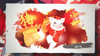 中国风水墨晕染新年传统习俗宣传片头视频的预览图