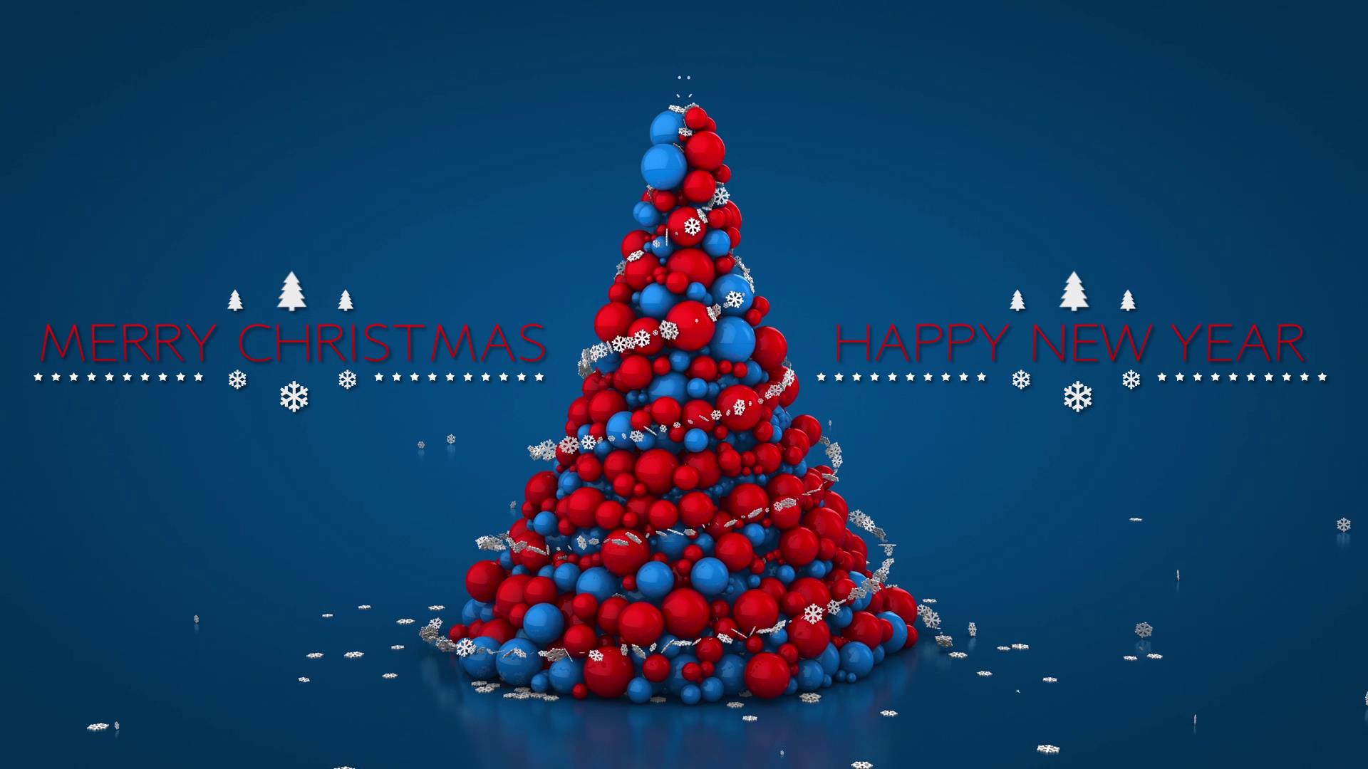 3D彩色球体生成圣诞树AE模版视频的预览图