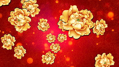 中国风金色牡丹汇聚新年祝福宣传片头视频的预览图