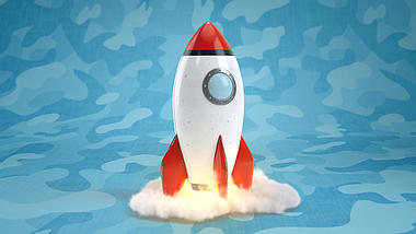 创意三维卡通火箭升空LOGO展示视频的预览图