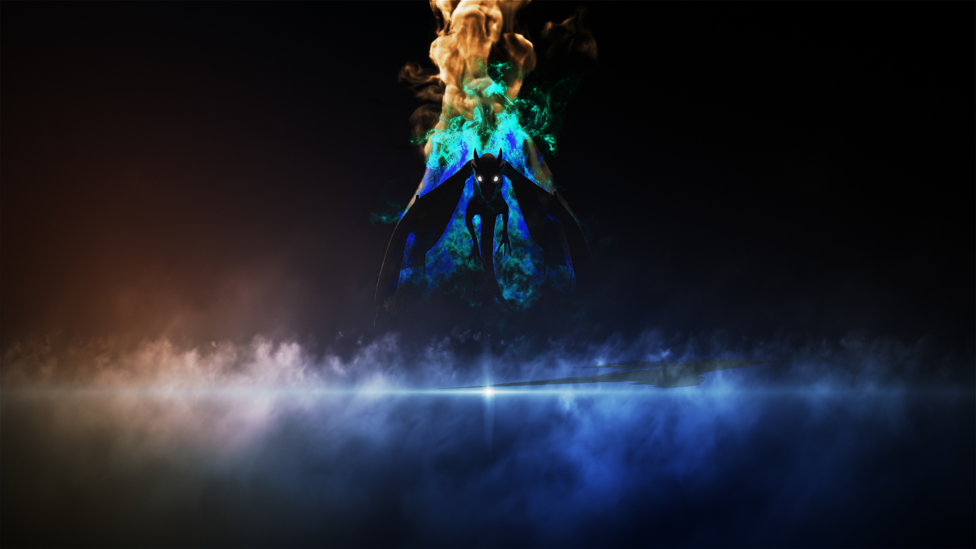 创意震撼蓝色火焰蝙蝠飞舞LOGO展示视频的预览图