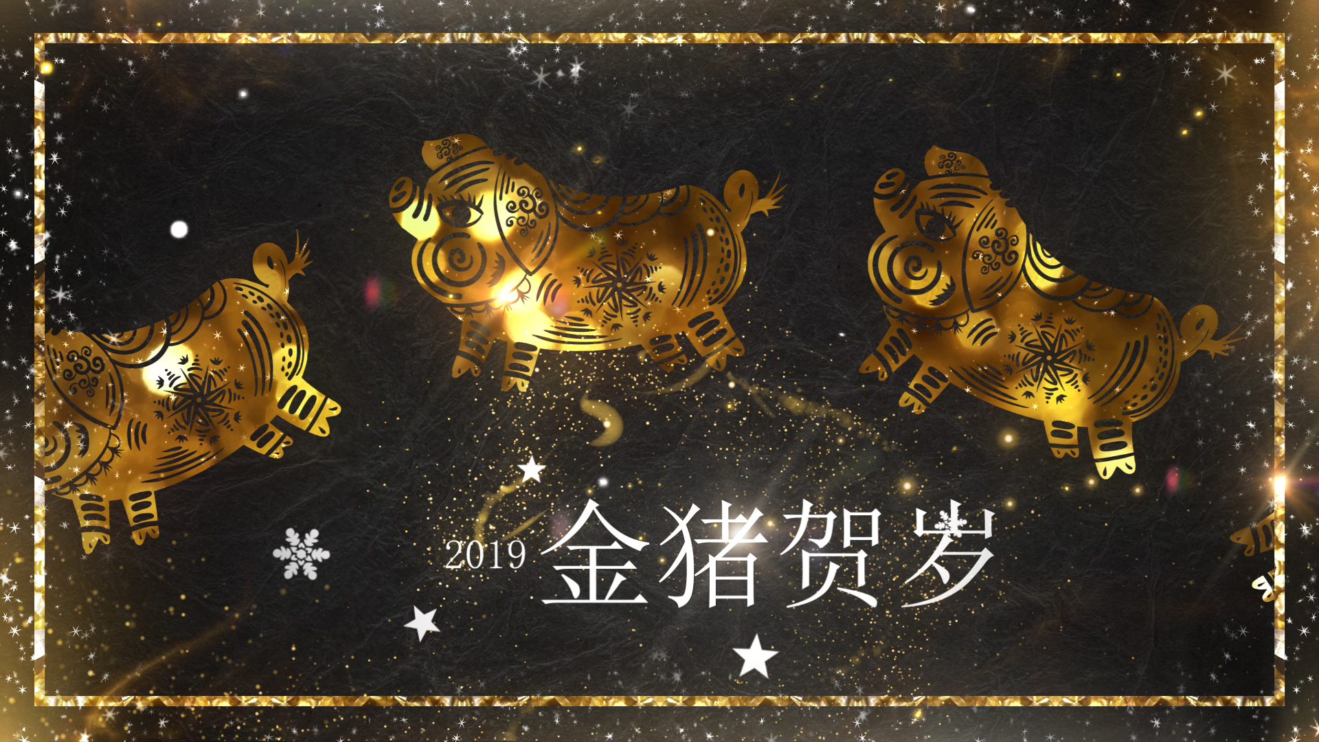 炫酷金色光斑流彩2019新年祝福片头视频的预览图