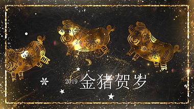 炫酷金色光斑流彩2019新年祝福片头视频的预览图
