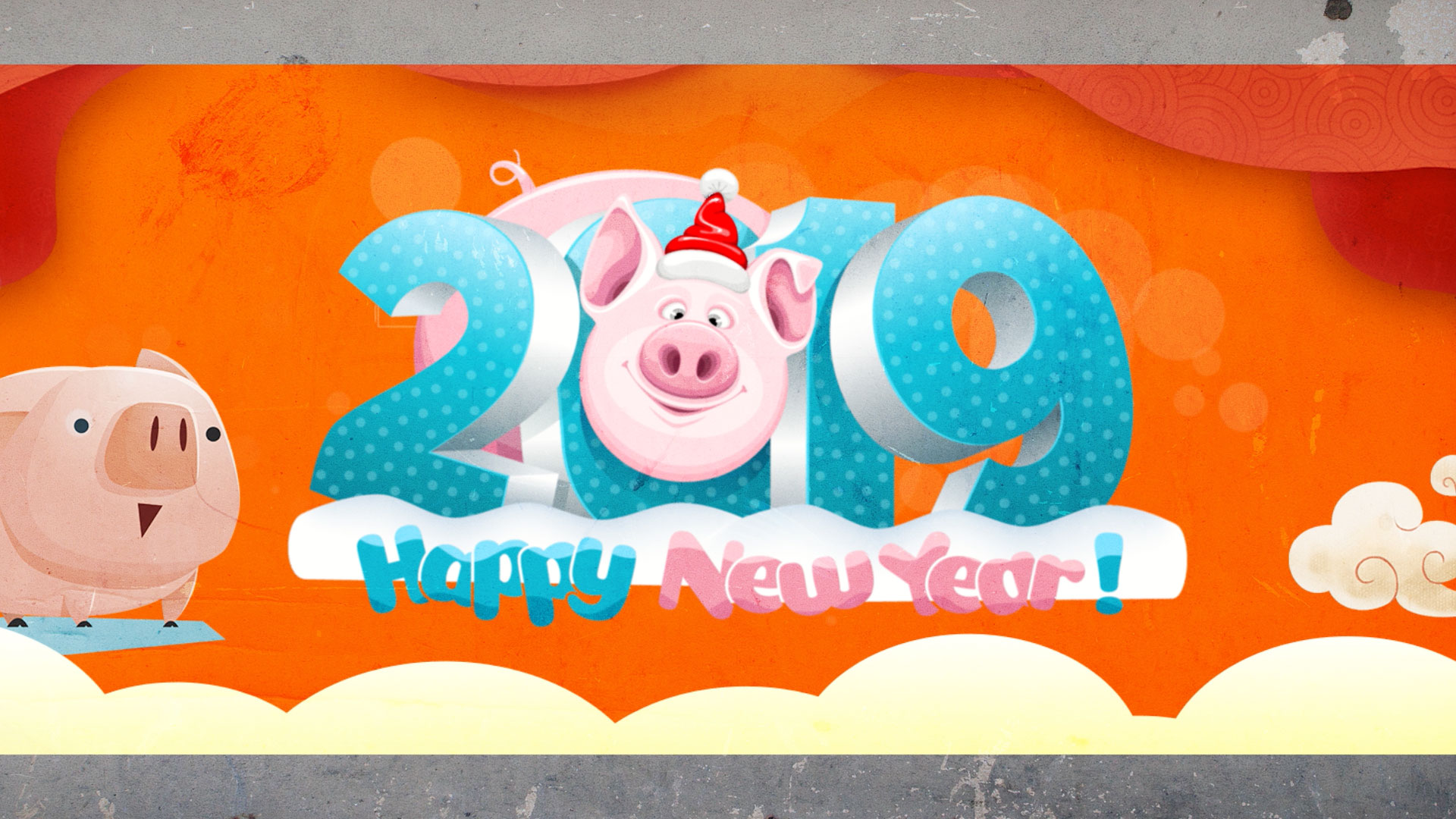 2019猪年手绘卡通可爱风格新年节日片头视频的预览图