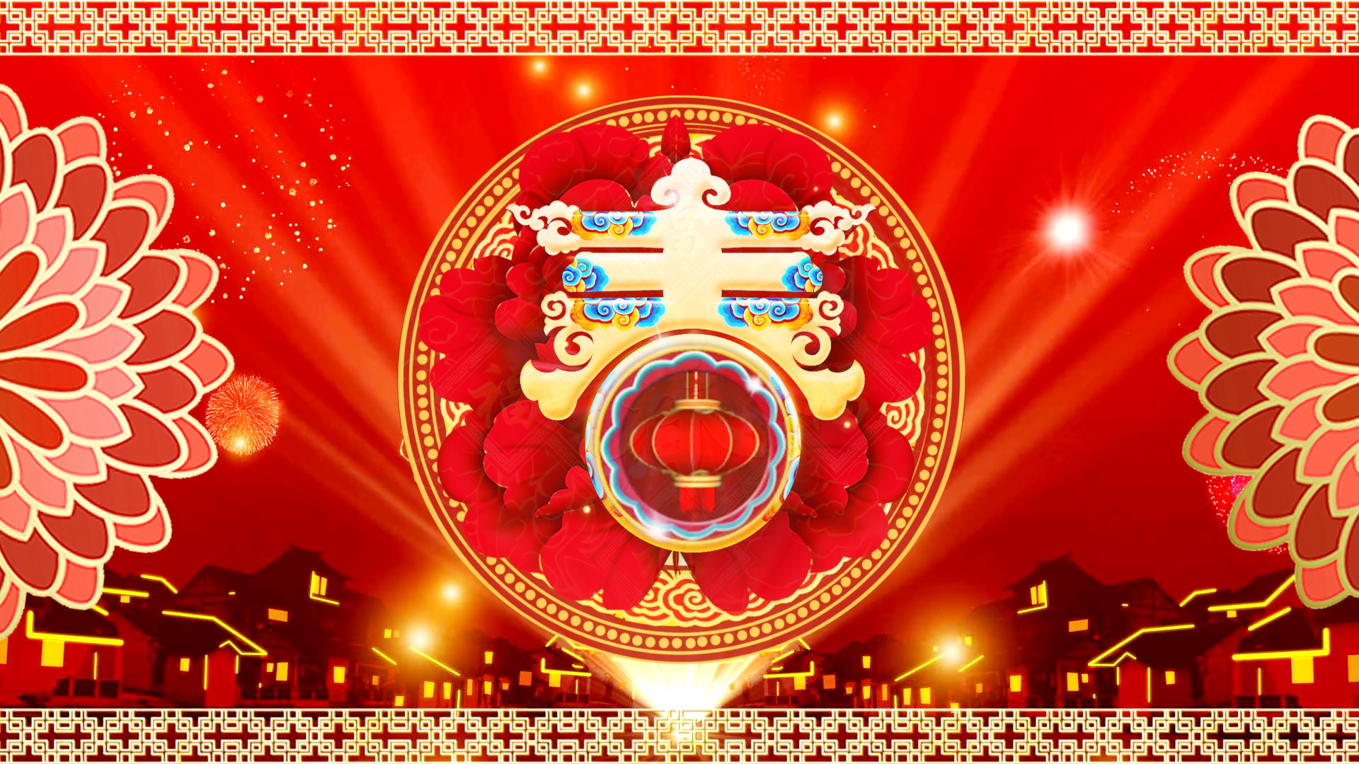 红色喜庆新年拜年背景视频ae模板视频的预览图