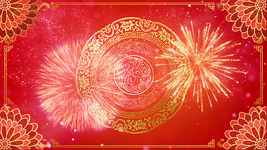 红色喜庆春节过年拜年背景视频ae模板视频的预览图