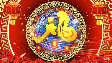 喜庆新年拜年红色祝福ae模板视频的预览图