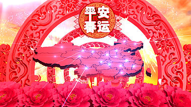 红色喜庆春运地图ae模板视频的预览图