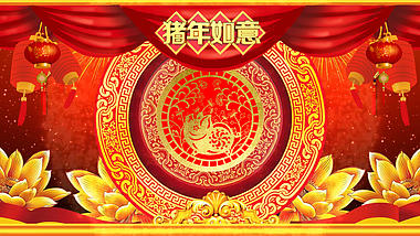 红色喜庆2019春节背景视频ae模板视频的预览图
