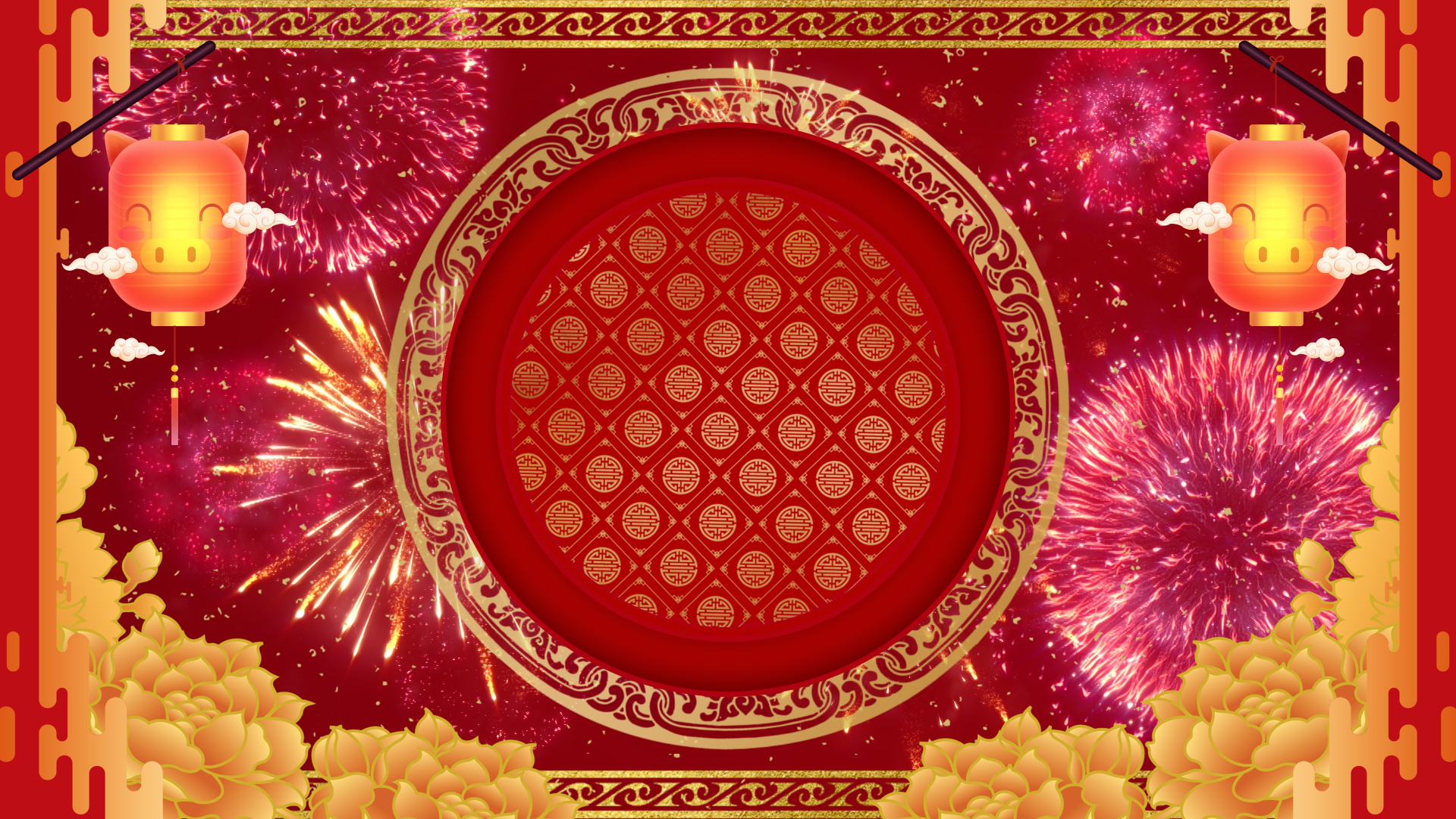 红色喜庆中国风春节背景视频ae模板视频的预览图