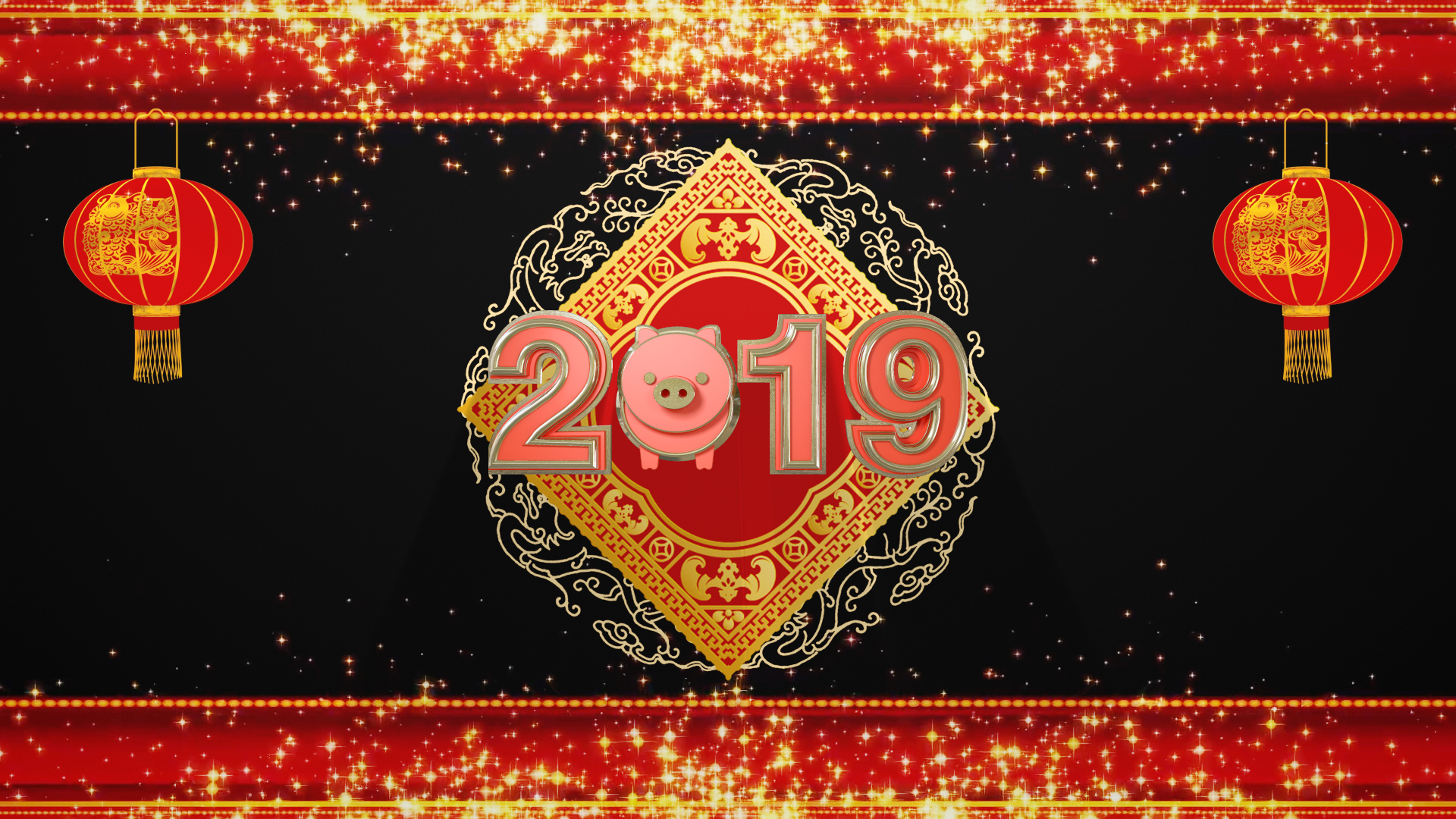 喜庆新年拜年红色祝福ae模板视频的预览图