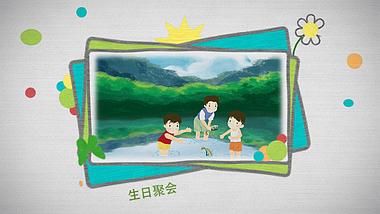卡通儿童相册生日聚会童年照片AE模板视频的预览图
