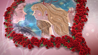 爱情婚礼七夕花朵生长绘制心形开场视频的预览图