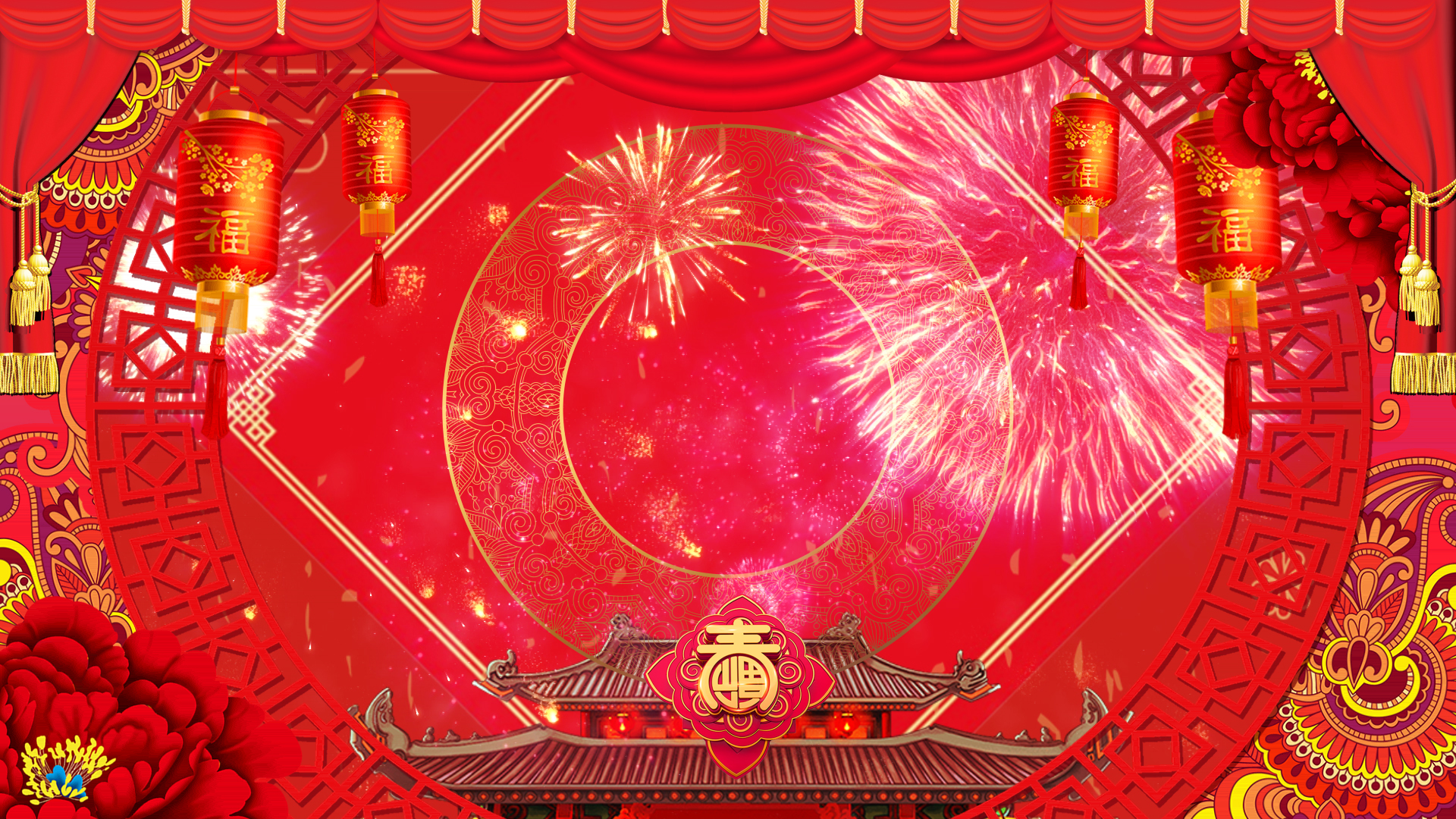 中国风喜庆2020春节背景视频ae模板视频的预览图