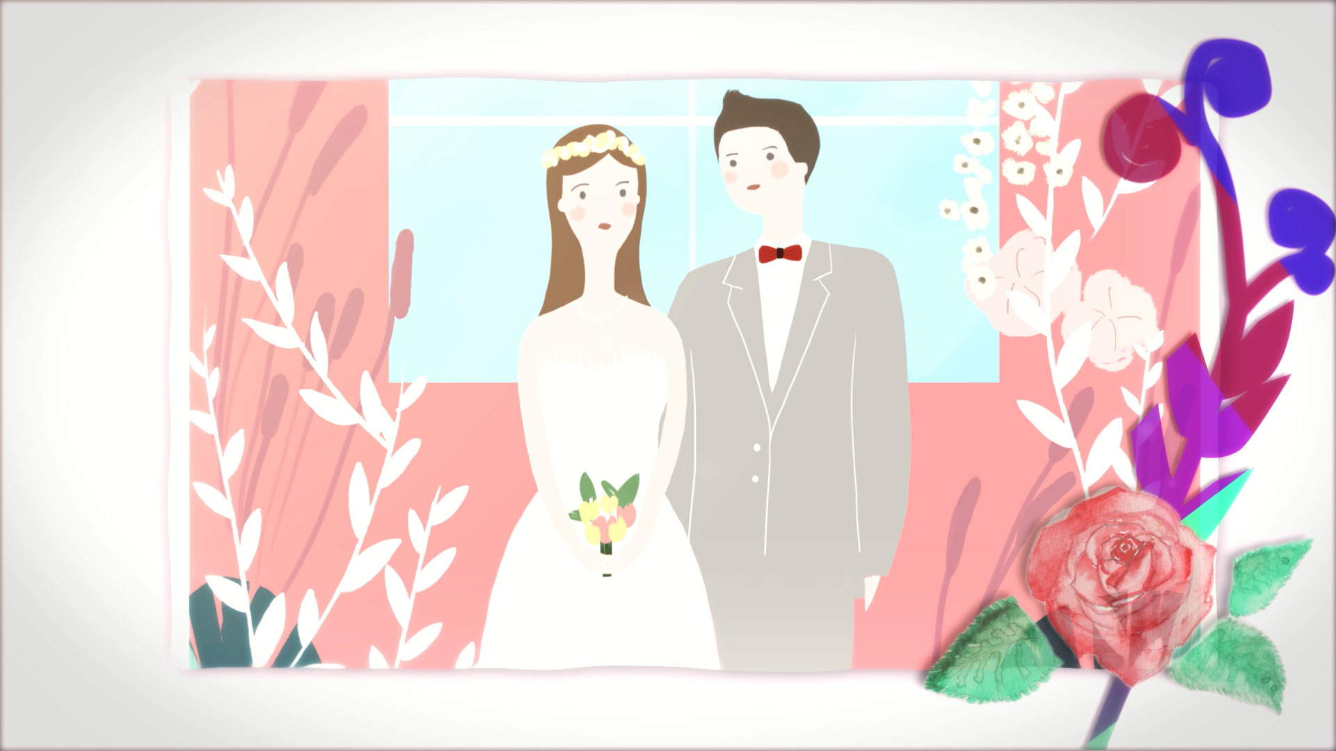浪漫小清新水彩婚礼相册展示视频的预览图