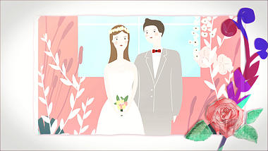 浪漫小清新水彩婚礼相册展示视频的预览图