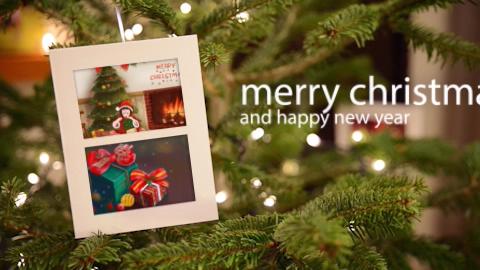 圣诞树照相馆相片展示圣诞快乐祝福视频的预览图