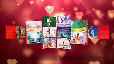 红色浪漫情人节照片展示ae模板视频的预览图