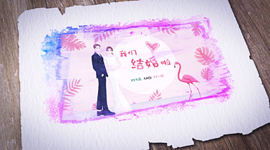 笔刷涂抹婚礼欢乐的相册ae模板视频的预览图