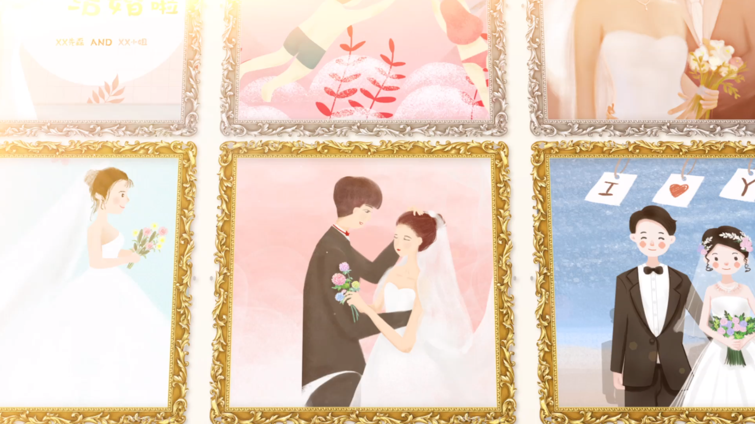 浪漫婚礼相册ae模板视频的预览图