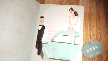 婚礼相册翻书爱情AE模板视频的预览图