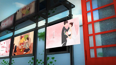幸福浪漫巴士车站婚礼相册切换ae模板视频的预览图