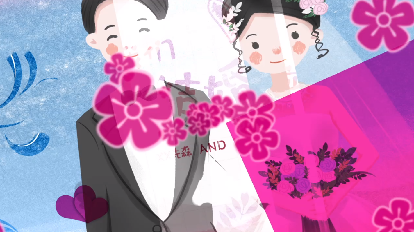 粉红可爱花朵婚礼开场ae模板视频的预览图
