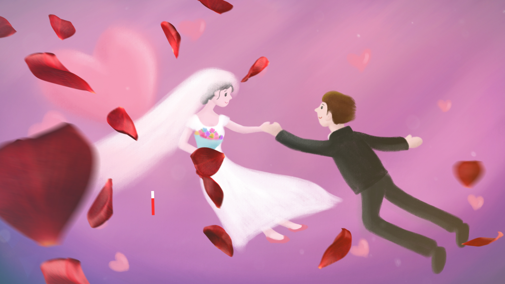 唯美浪漫玫瑰花瓣飘过结婚相册视频的预览图