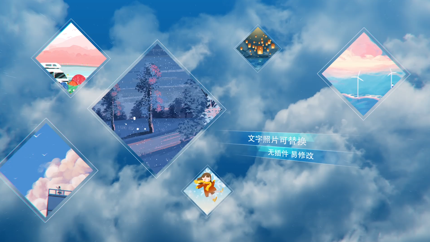 天空云层照片穿梭展示AE模板视频的预览图