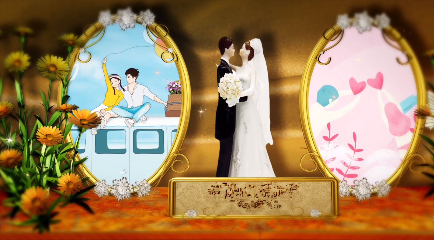 温馨浪漫婚礼弹出相册开场ae模板视频的预览图