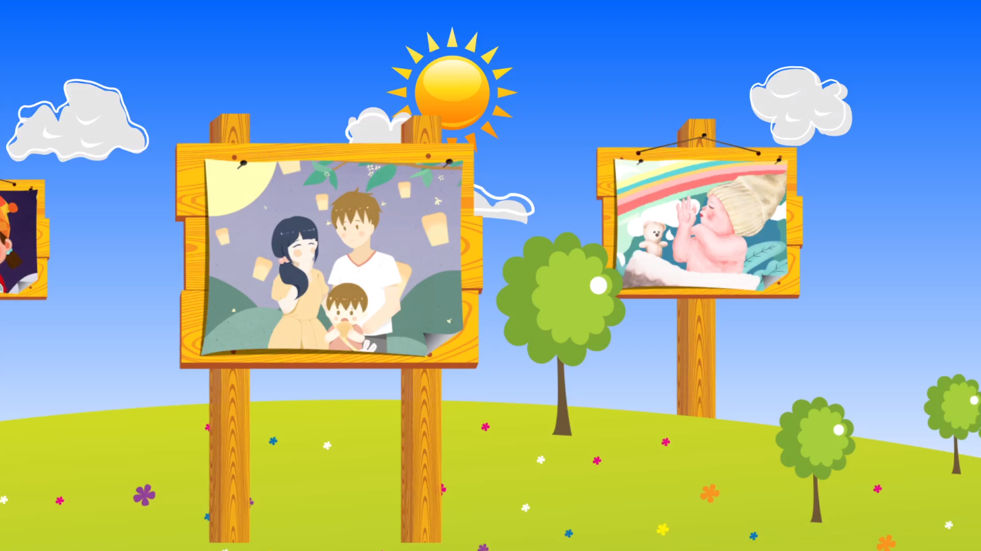 卡通可爱宝宝相册ae模板视频的预览图