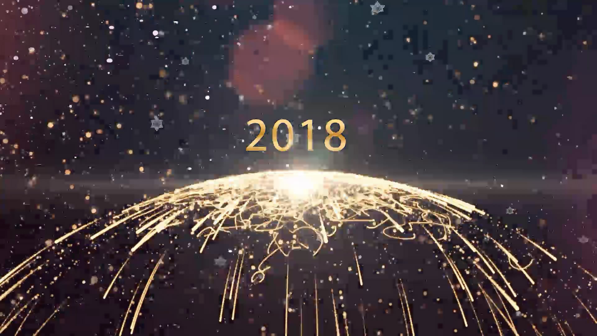 炫美壮观的粒子光线新年开场标题视频的预览图
