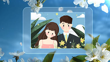 清新唯美白色花朵纯洁结婚相册婚礼开场视频的预览图
