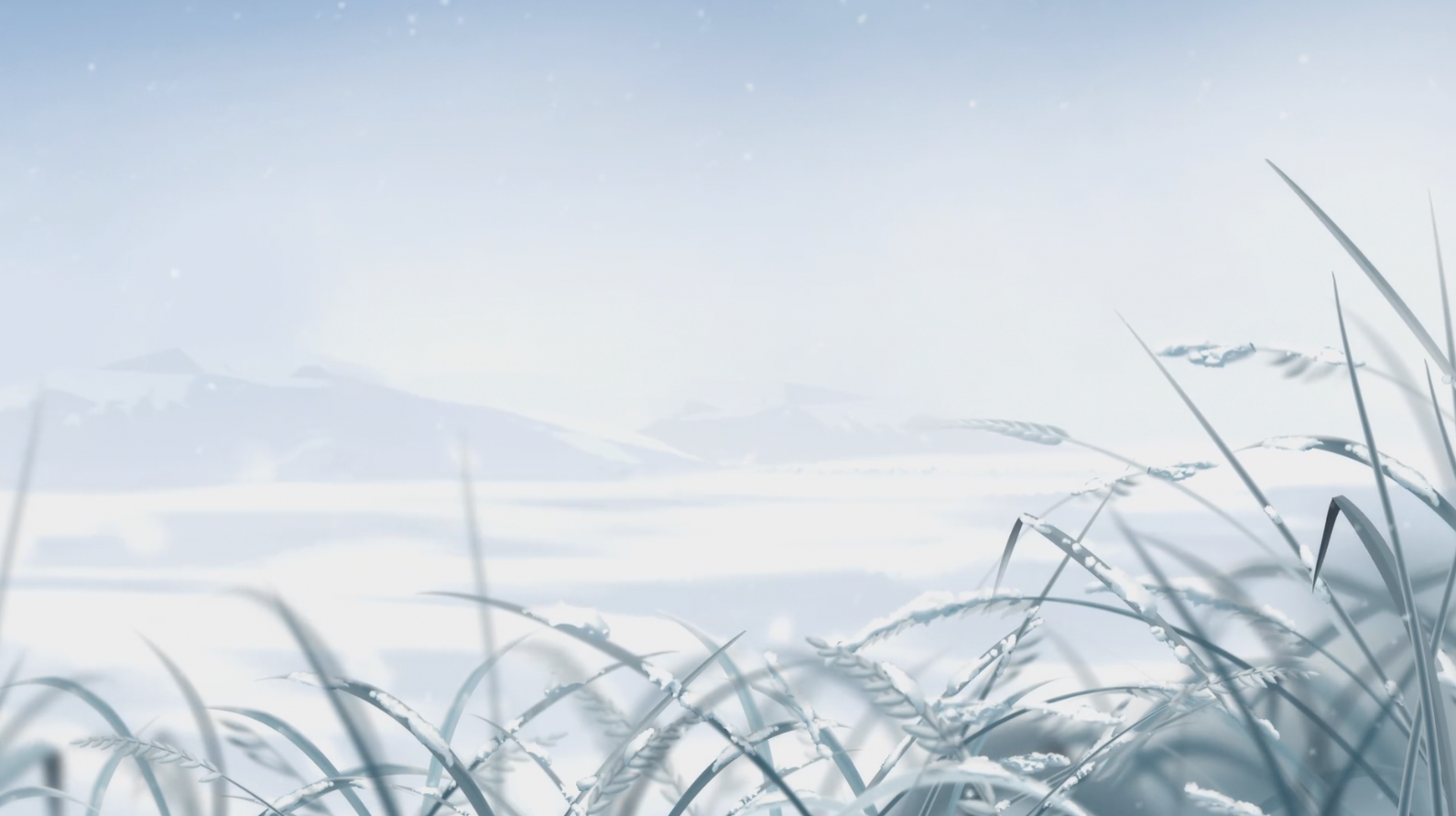 草地创意大气雪花飘落背景素材素材视频的预览图