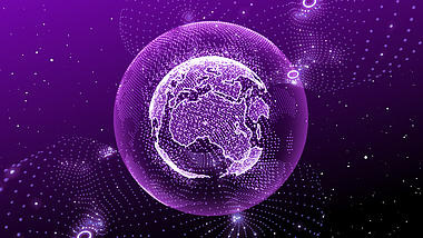 紫色大气粒子地球旋转背景视频视频的预览图