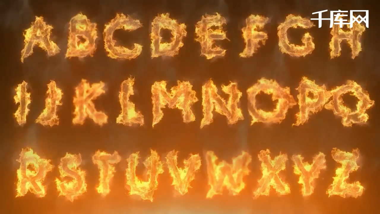 火焰能量英文字母表动画ae模板视频的预览图
