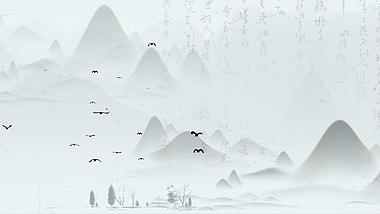 中国风飞鸟水墨动态背景素材视频的预览图