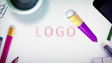 铅笔画LOGO片头AE模板视频的预览图