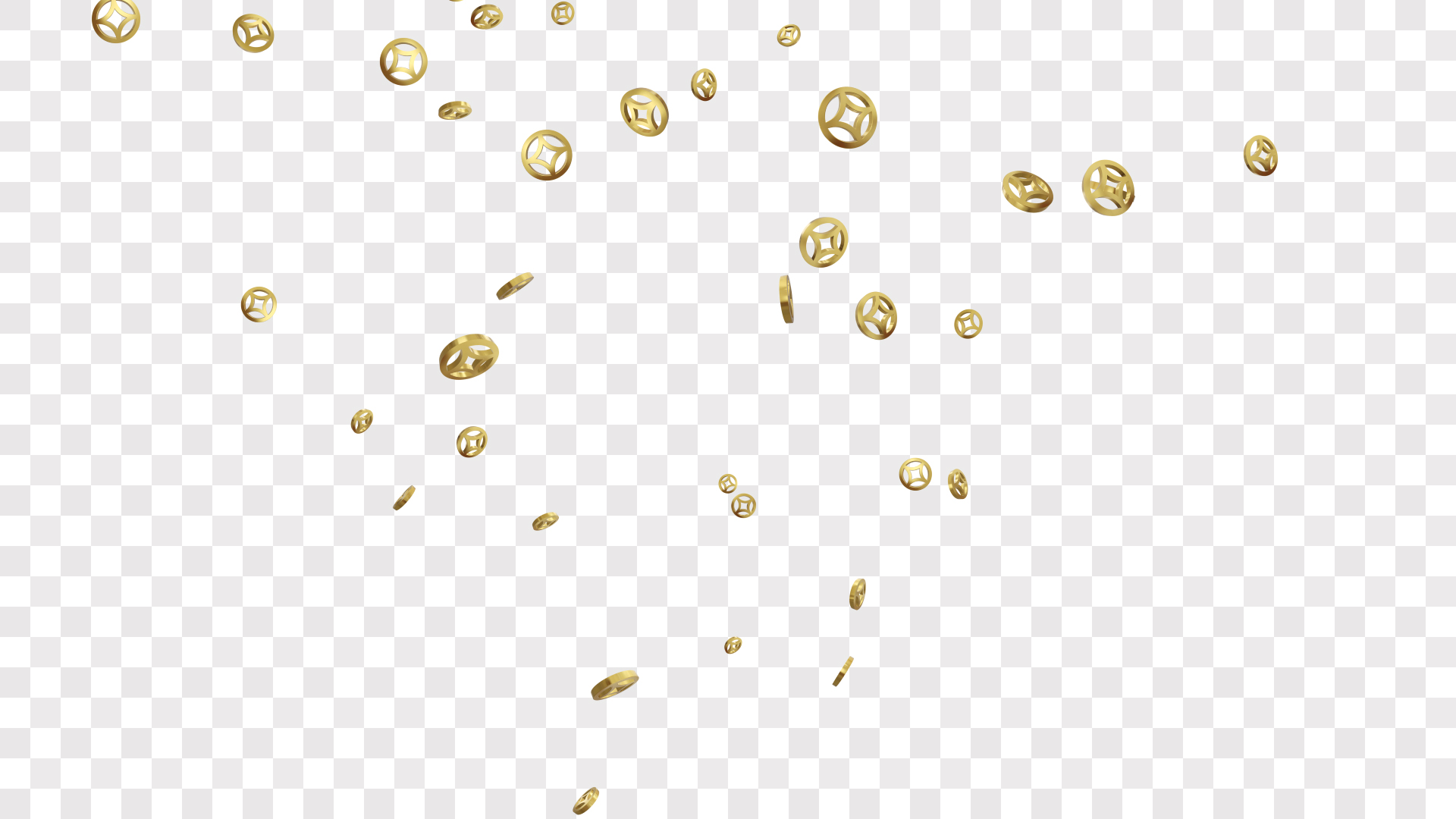 铜钱钱币飘散动态元素ae模板视频的预览图
