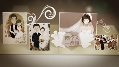 温馨的婚礼折叠相册AE模板视频的预览图