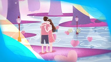 爱情婚礼彩色边框写真开场视频AE模板视频的预览图