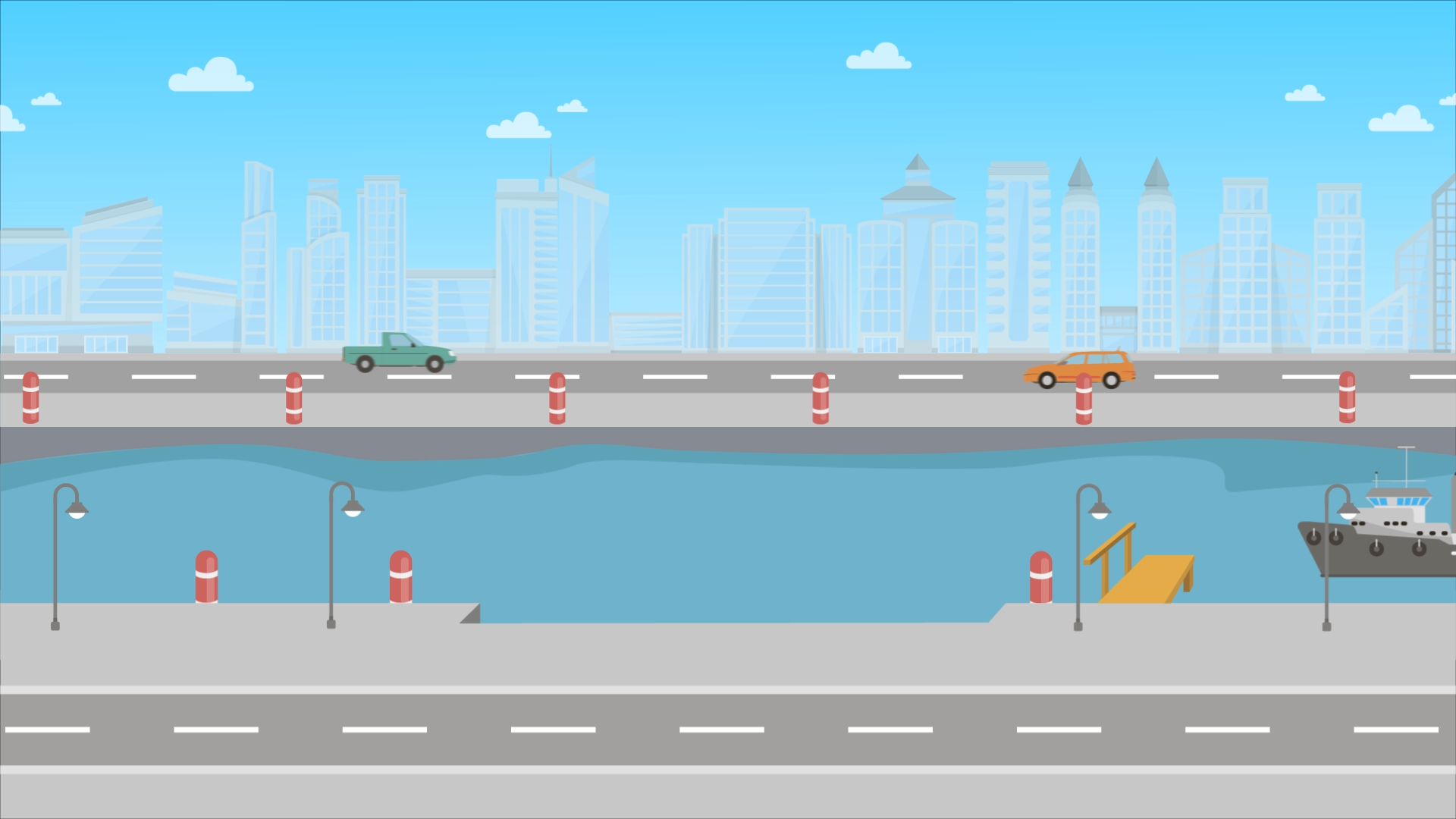 MG动画配件场景之城市河道视频的预览图
