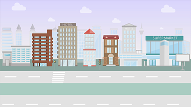 MG动画配件场景之城市商铺视频的预览图
