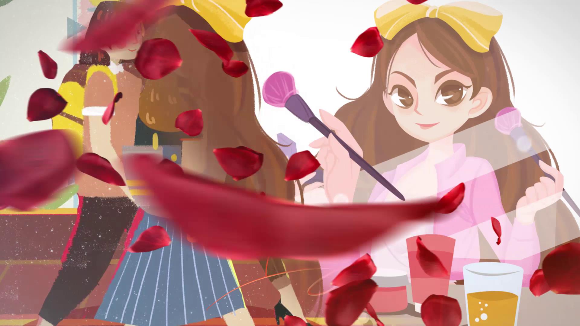 玫瑰花瓣装饰女王节宣传AE模板视频的预览图