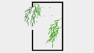 中国风柳条生长叶子飘落字幕标题框视频的预览图