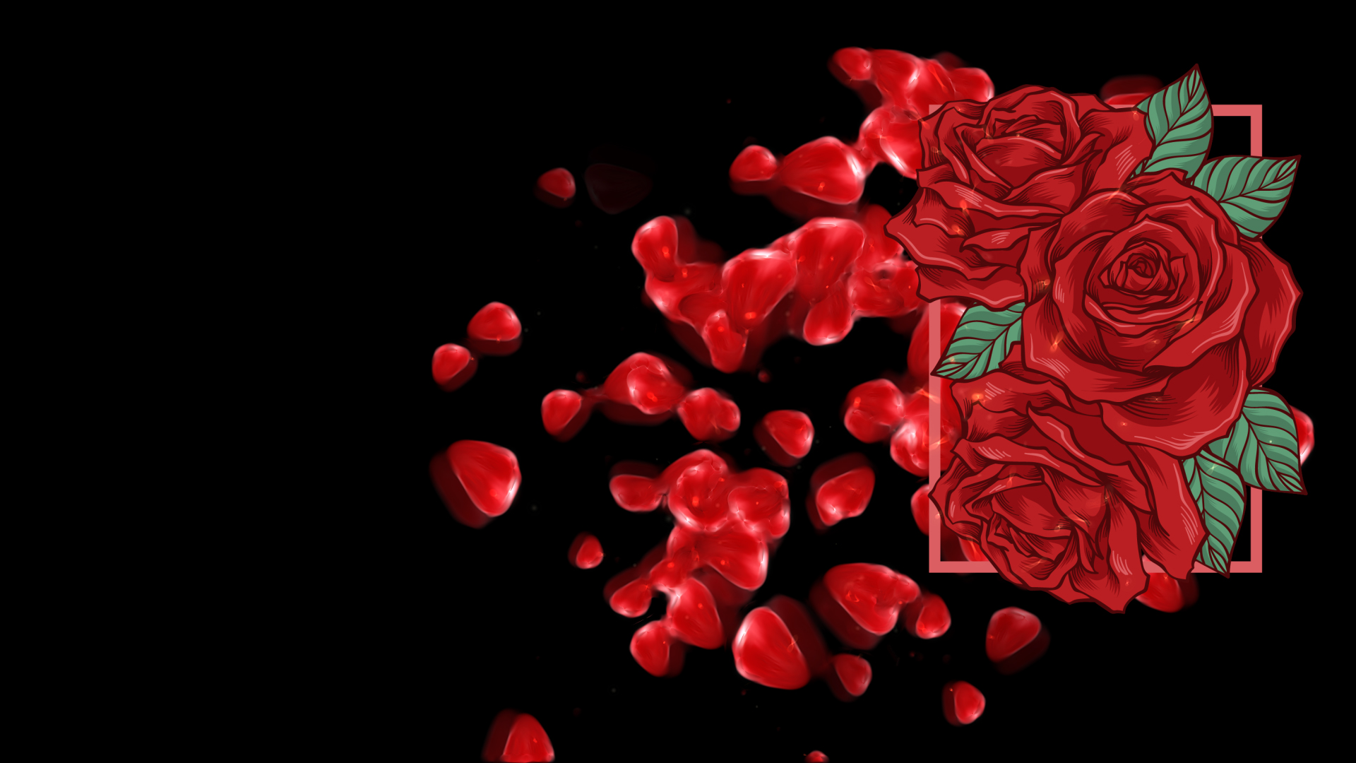唯美装饰玫瑰边框花瓣跟随透明通道视频素材视频的预览图