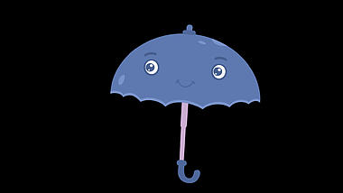 可爱卡通雨伞弹跳动画透明通道视频素材视频的预览图