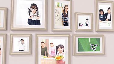 三维场景墙壁上挂满了照片家庭相册展示视频的预览图