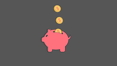 卡通金币落入小猪存钱罐动画透明通道视频的预览图